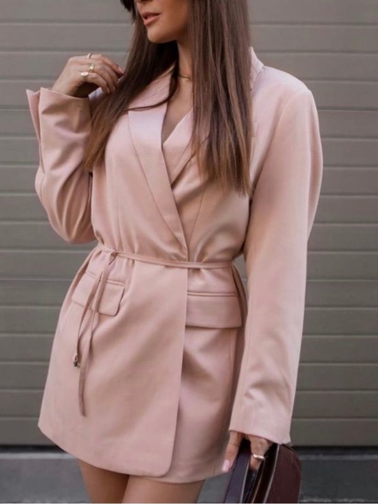 H&M Jackets & Blazers - H&M Tailored Belted Blazer Jacket - Blush Pink